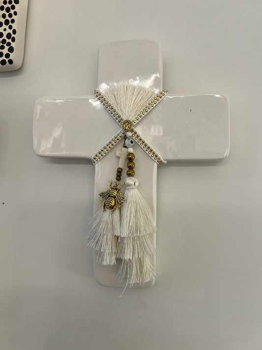 GEORGE AND COLE Queen B Ceramic Cross - Small