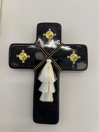 GEORGE AND COLE Saint Black Ceramic Cross - Medium