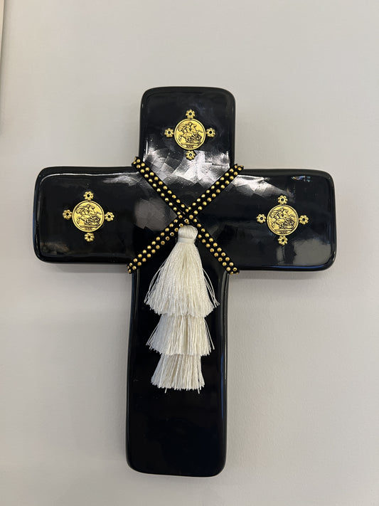 GEORGE AND COLE Saint Black Ceramic Cross - Medium