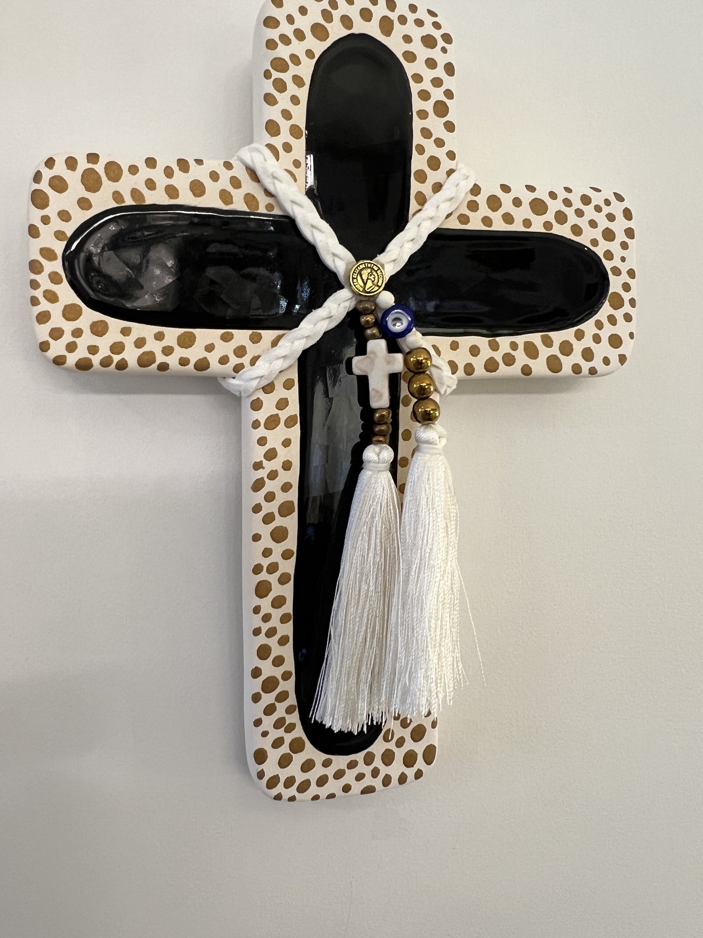 GEORGE AND COLE Goldene Black Ceramic Cross - Small