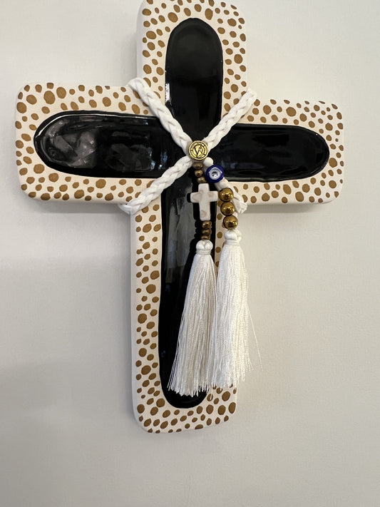 GEORGE AND COLE Goldene Black Ceramic Cross - Small