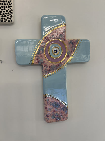 GEORGE AND COLE Adomis Sky Ceramic Cross - Medium