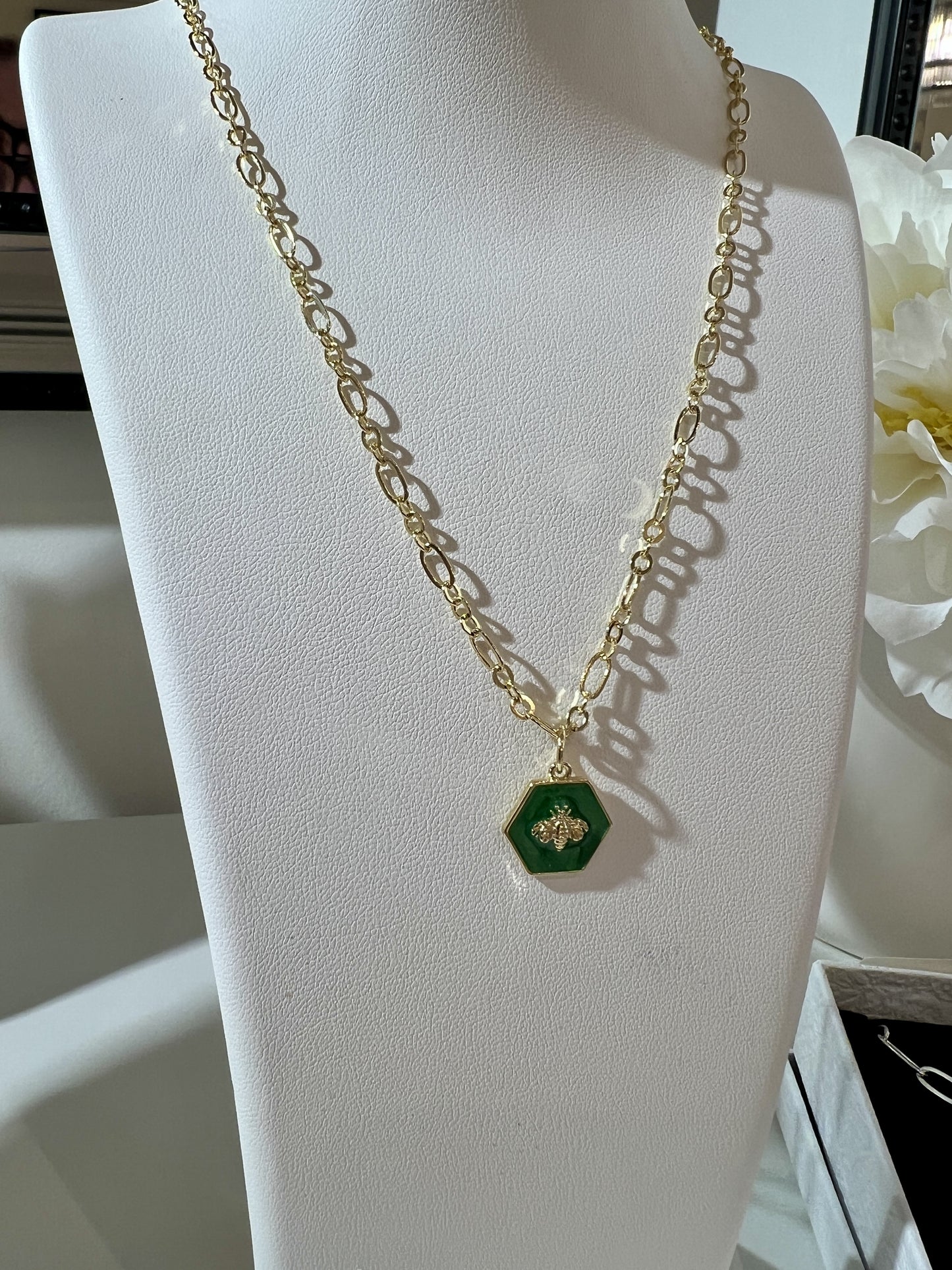 Green Bee Necklace