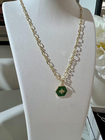 Green Bee Necklace