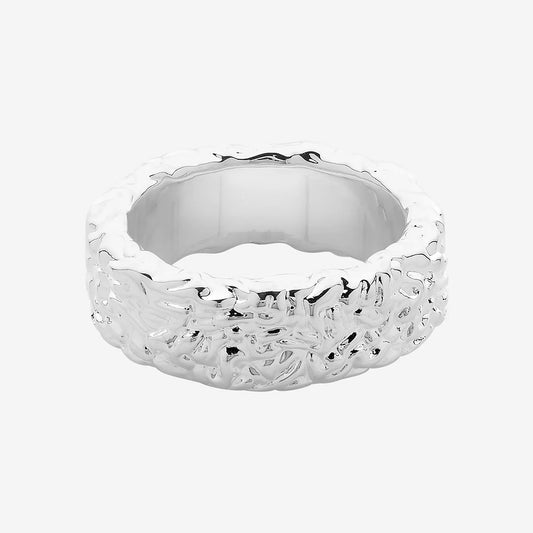 Martha Silver Textured Ring Large