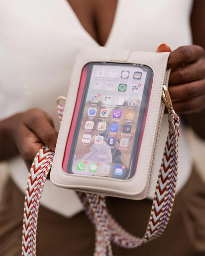 Fontaine Cream Crossbody Phone Bag
