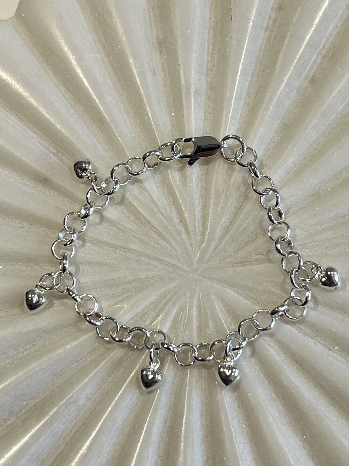 Mini Heart Silver Charm Bracelet