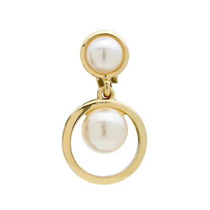 Pearl Orbit Gold Clip On Earrings