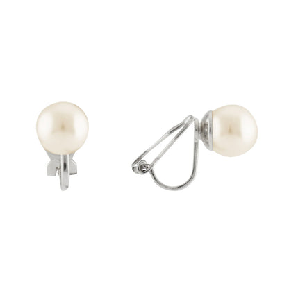 Pearl Stud Clip On Earrings Silver
