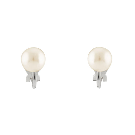 Pearl Stud Clip On Earrings Silver