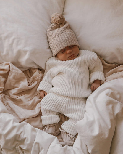Baby Ribbed Set 3-6 Months - Milk
