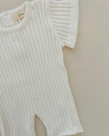 White Ribbed Playsuit 0-3 Months