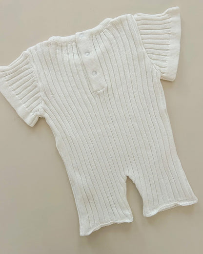 White Ribbed Playsuit 0-3 Months