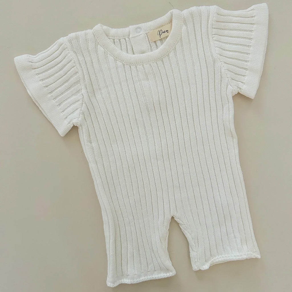 White Ribbed Playsuit 0-3 Months