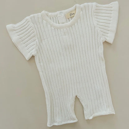 White Ribbed Playsuit 0-3 Months
