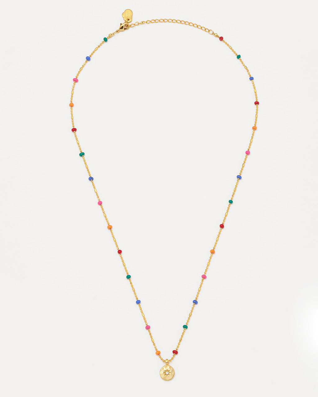 Rainbow Beaded Necklace Gold