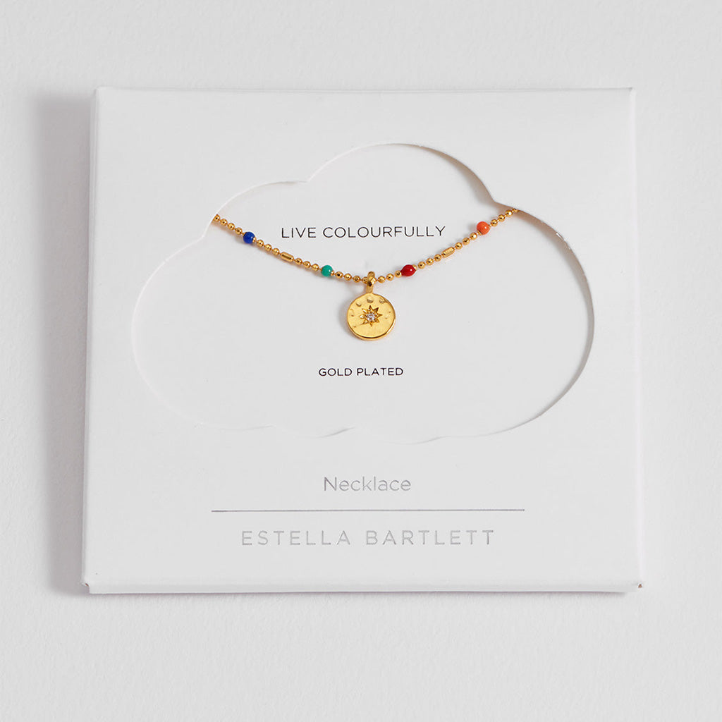 Rainbow Beaded Necklace Gold
