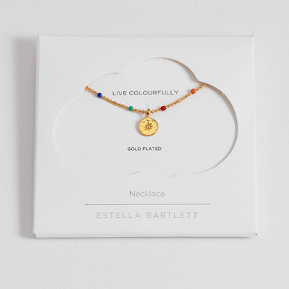 Rainbow Beaded Necklace Gold