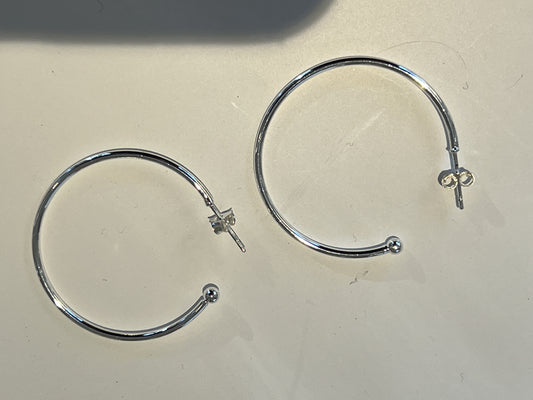 Silver Hoops Charm Earrings