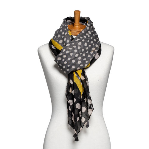 Two Toned Spotted Tassel Scarf