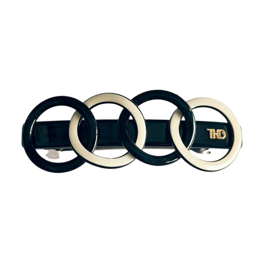 Four Rings Hair Clip - Black And Ivory