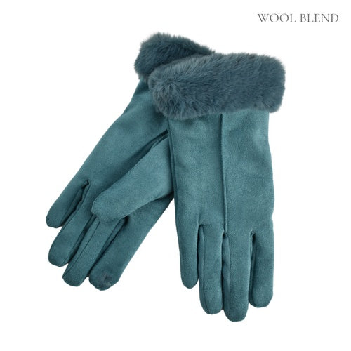 Teal Fur Lined Gloves