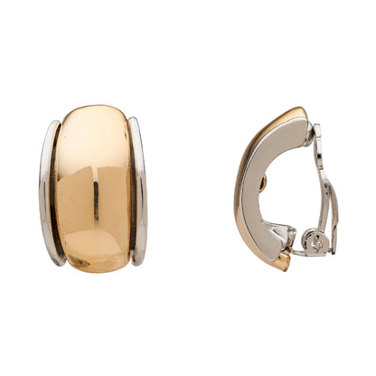 Two Tone Curve Clip On Earrings