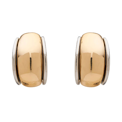 Two Tone Curve Clip On Earrings