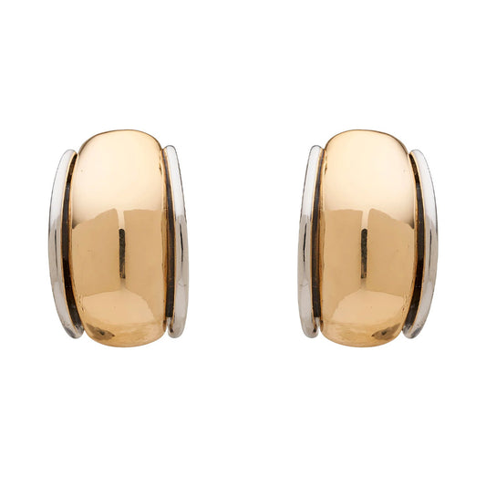 Two Tone Curve Clip On Earrings