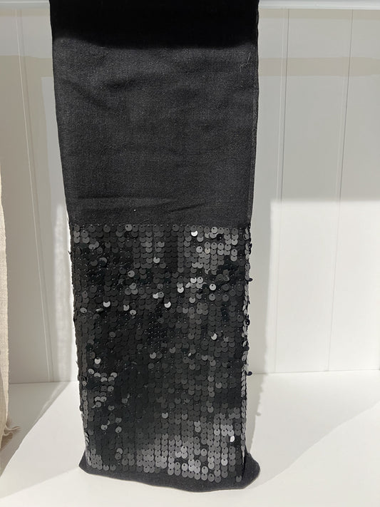 Wool Silk Black Sequinned Scarf