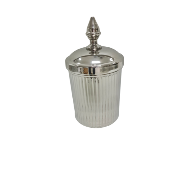 Silver Ribbed Canister