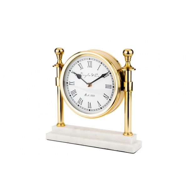 Gold Column Clock w/Marble base
