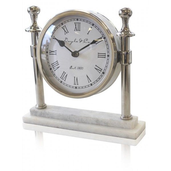 Silver Column Clock w/Marble base