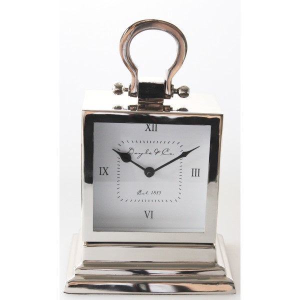 Silver Stepped Mantle Clock Sml
