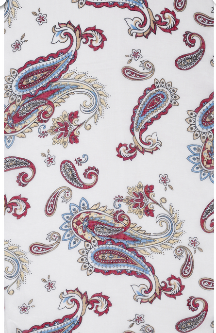 White Red Paisley Scarf