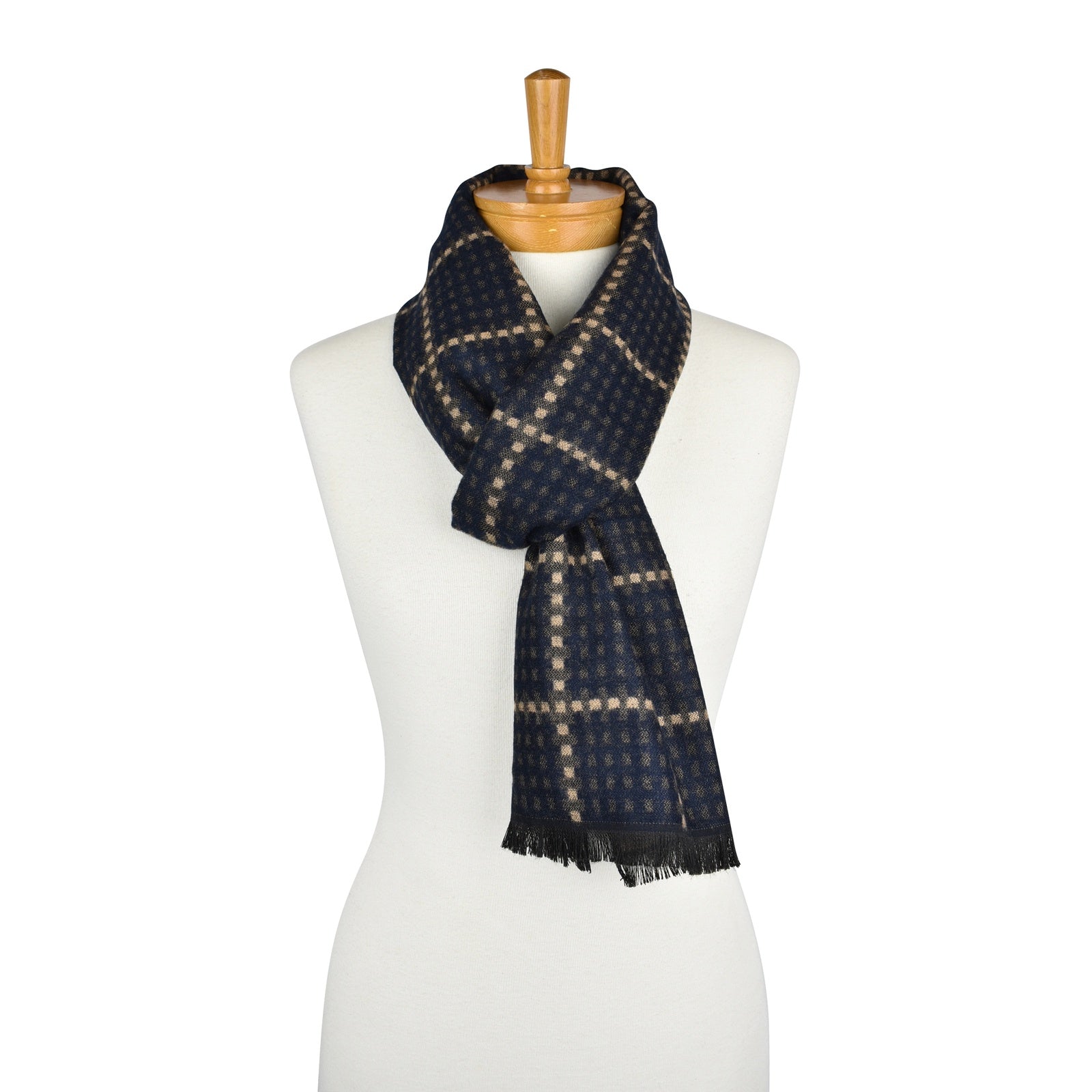 Beige Dotted Check Scarf