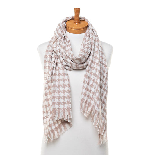 Brown Narrow Houndstooth Scarf/Shawl