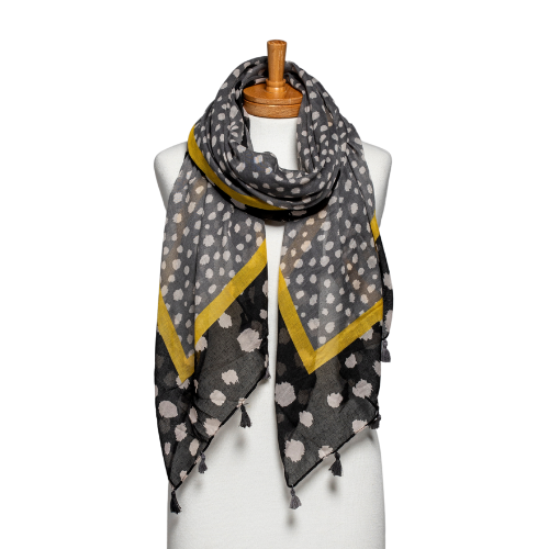 Two Toned Spotted Tassel Scarf