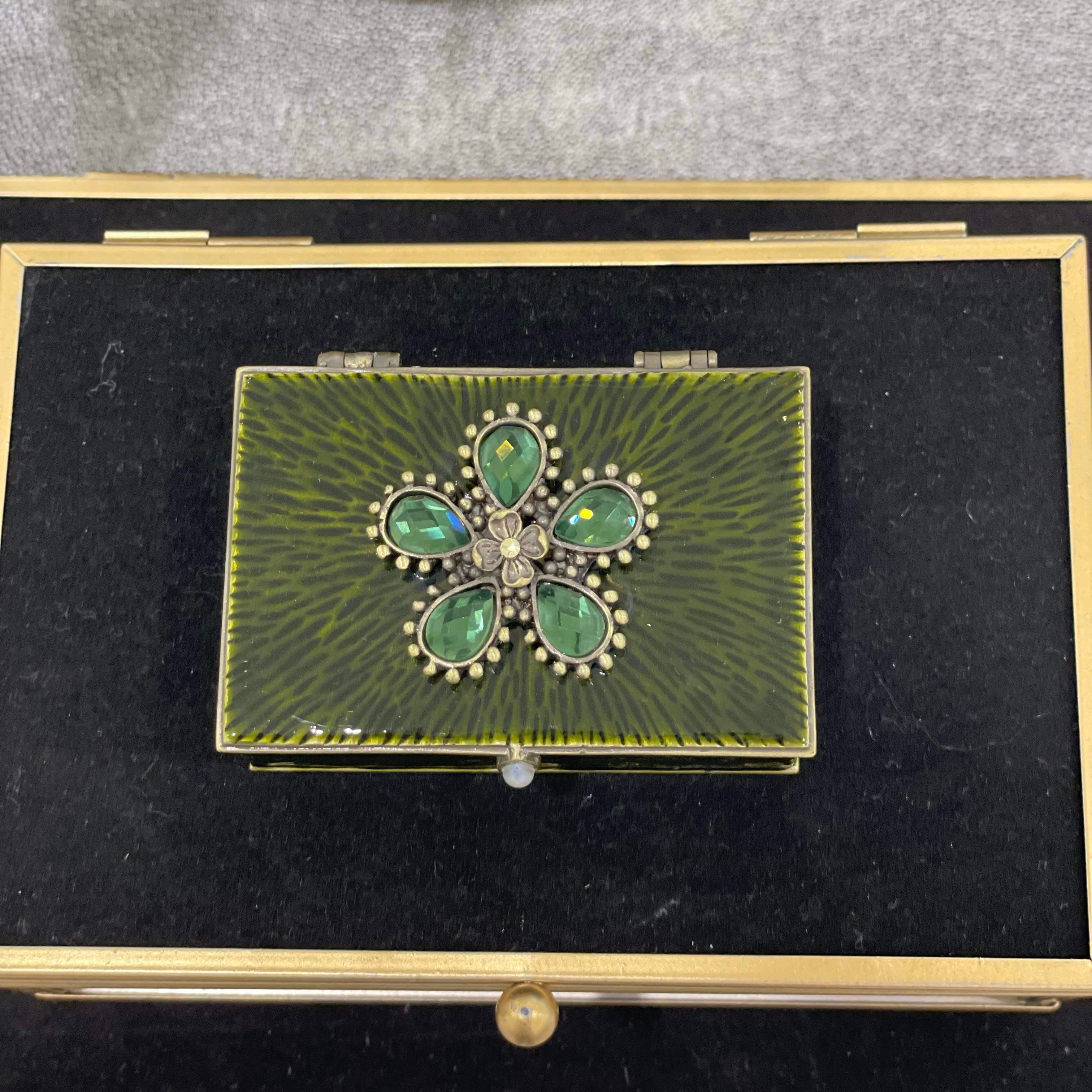 Green Crystal Flower Trinket Box